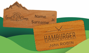 Badges nominatifs en bois