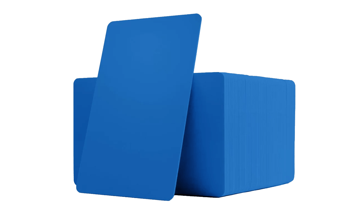 Cartes PVC vierges bleues - 760 mic