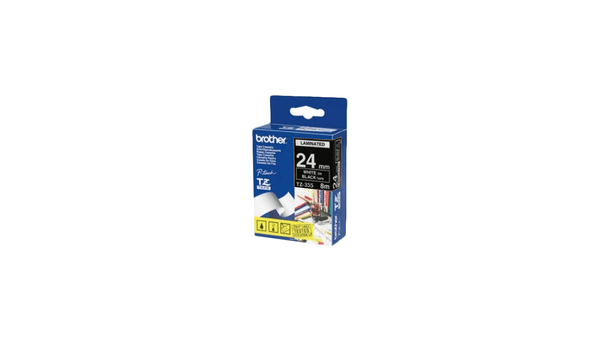 Ruban pour étiqueteuse Brother, 24mm, Blanc sur Noir