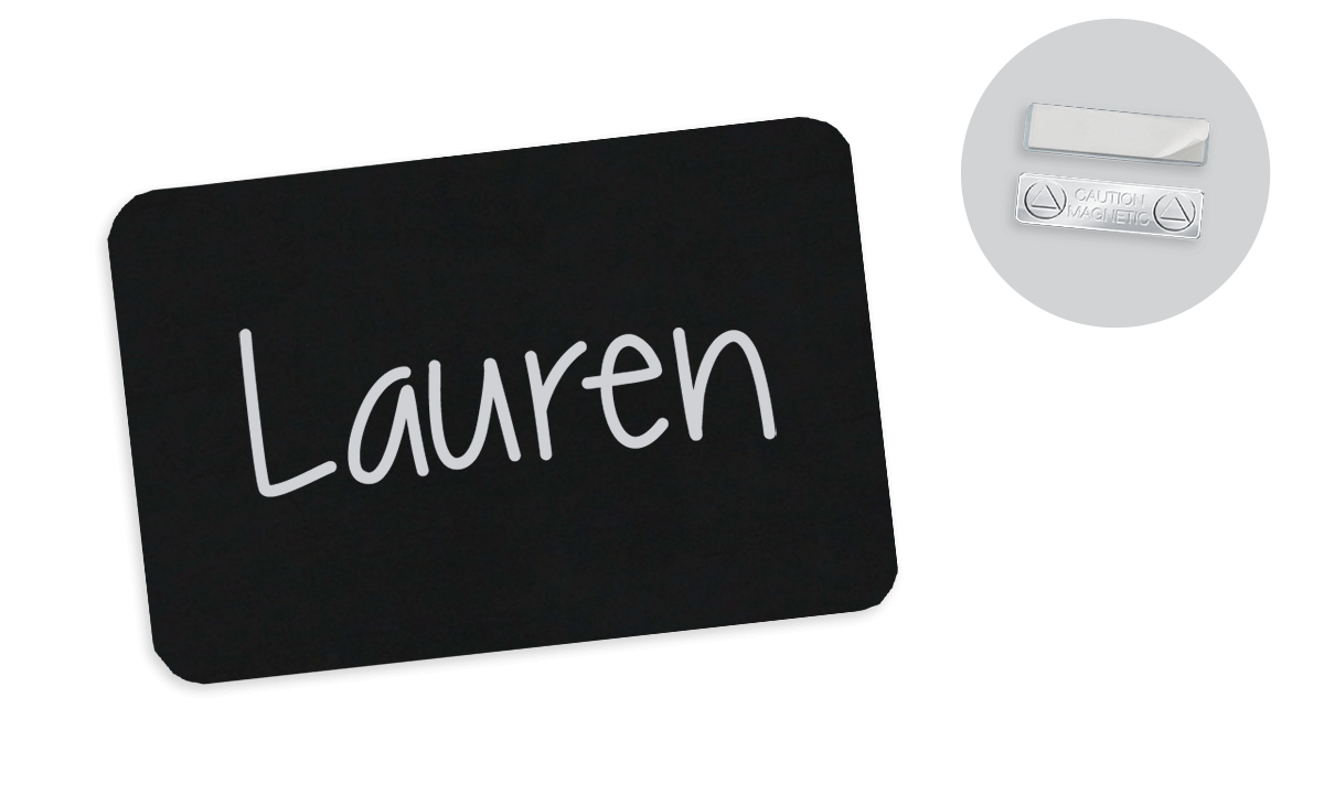 Badges Ardoise, 75 X 50 mm, vierge, aimant standard