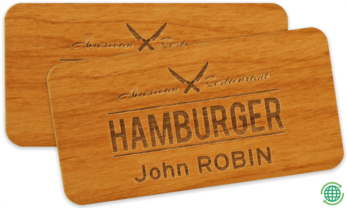 Badges Impress en bois, 75 X 38 mm