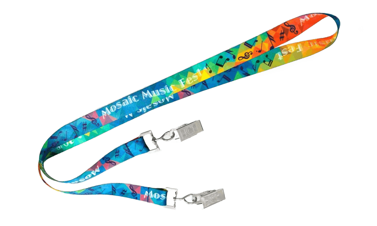 Tours de cou en satin 15mm avec double attache - Impression quadrichromie