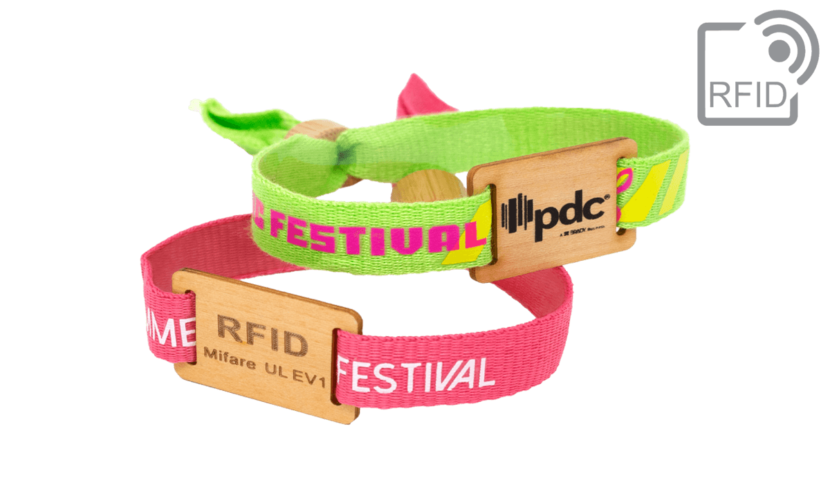 Bracelets RFID écologiques en tissu avec glissière en bois