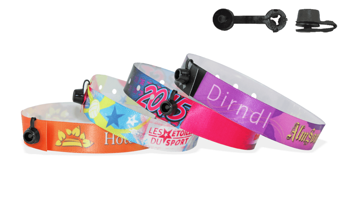21 Bracelets D'entrée En Tissu Satiné - Couleurs Assorties, Fermeture Plastique, Pour Festivals Et événements