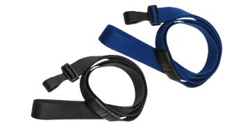 Tours de cou plats 15mm avec attache anti-étranglement et mousqueton plastique